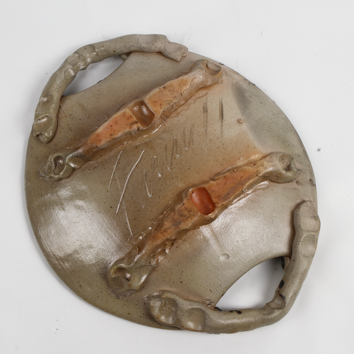 Large Signed Handbuilt Stoneware Platter