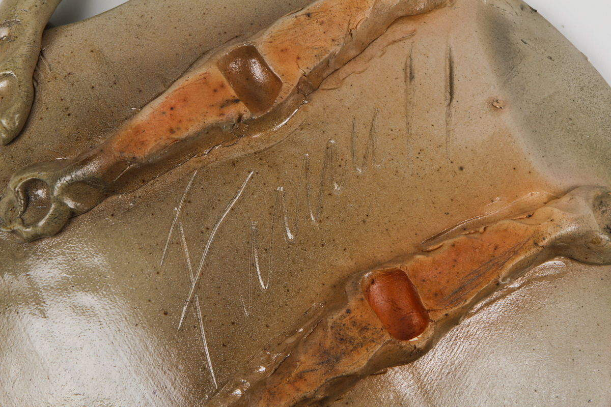 Large Signed Handbuilt Stoneware Platter