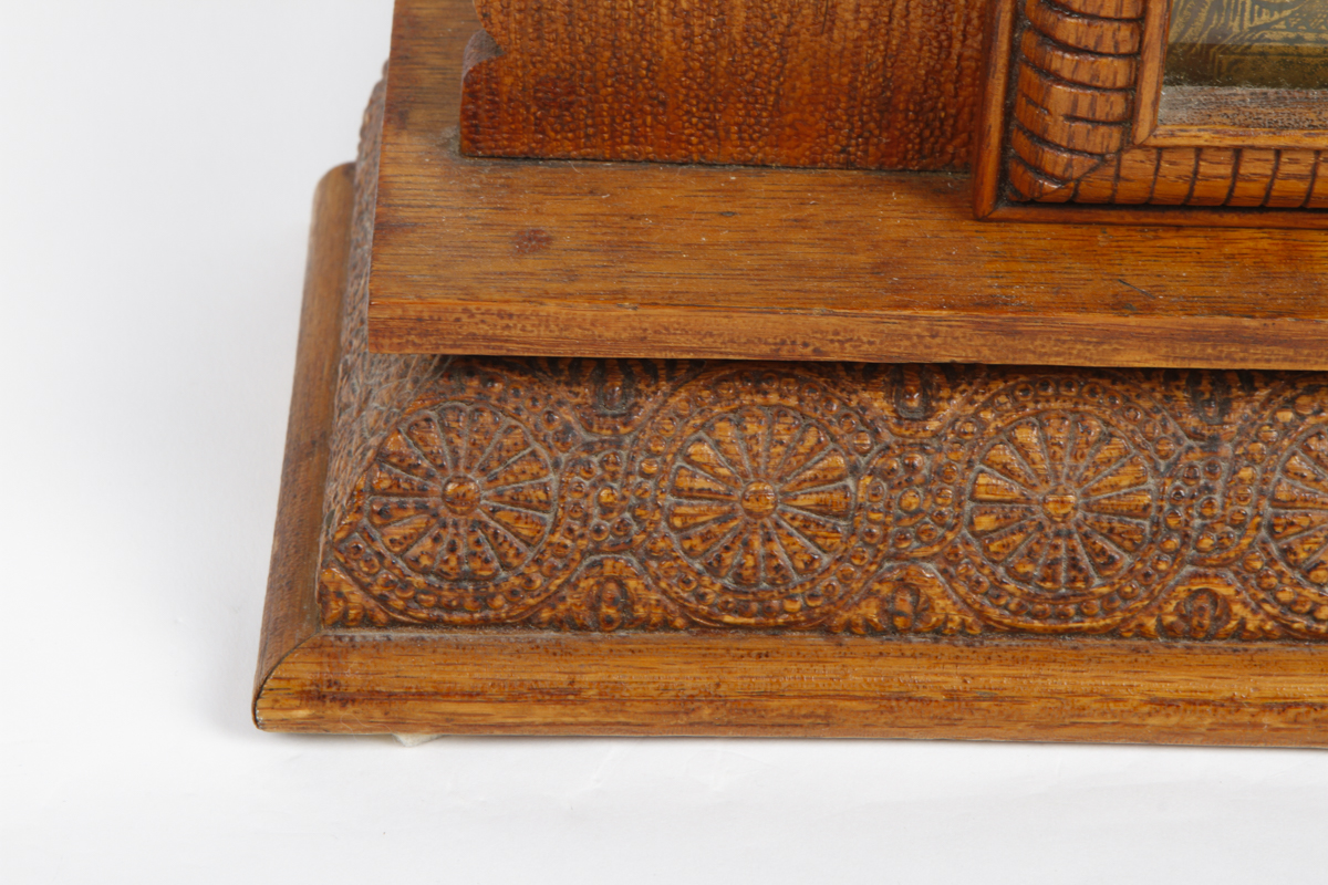 1897 E. Ingraham Co. Oak Gingerbread Mantel Clock