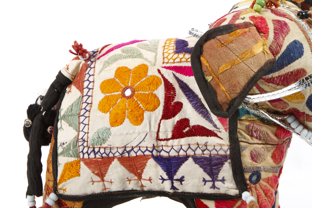 Indian Hand Embroidered Fabric Elephant