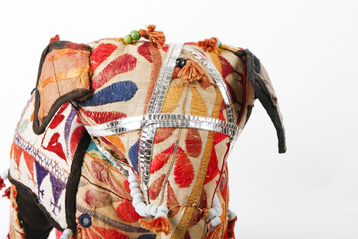 Indian Hand Embroidered Fabric Elephant