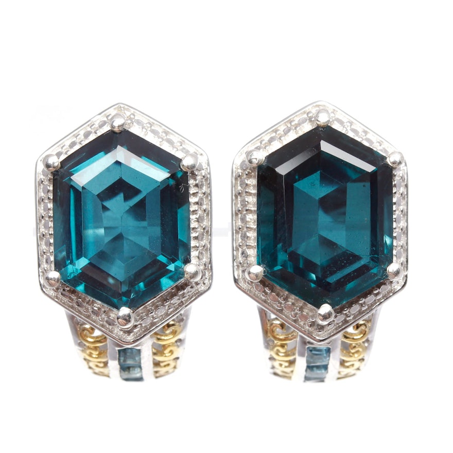 Sterling Silver Synthetic Quartz and Blue Topaz Earrings