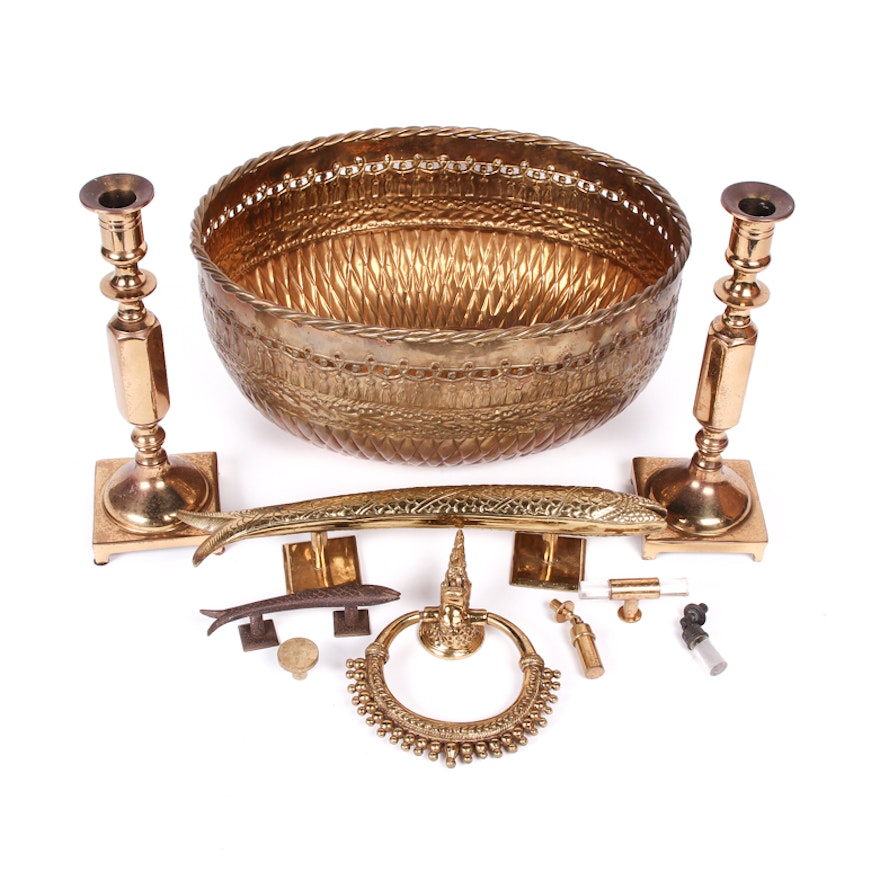Collection of Brass Hardware and Home Decor