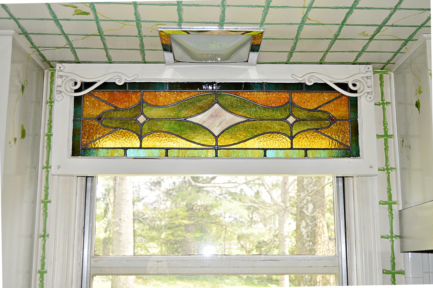 Antique Leaded Stained Glass Window