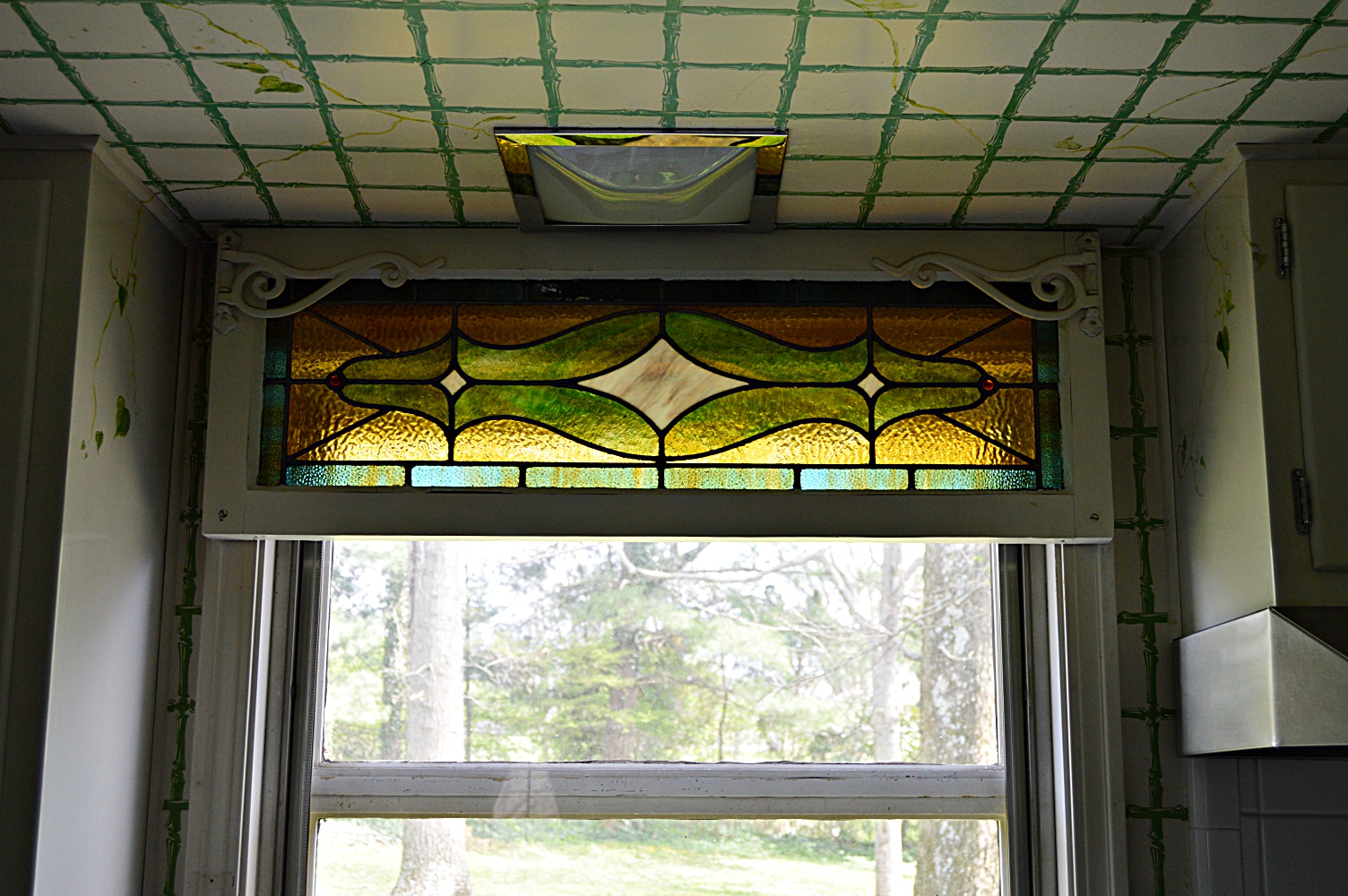 Antique Leaded Stained Glass Window