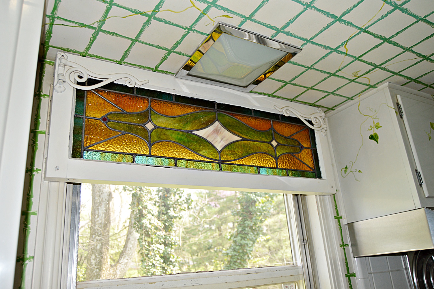 Antique Leaded Stained Glass Window