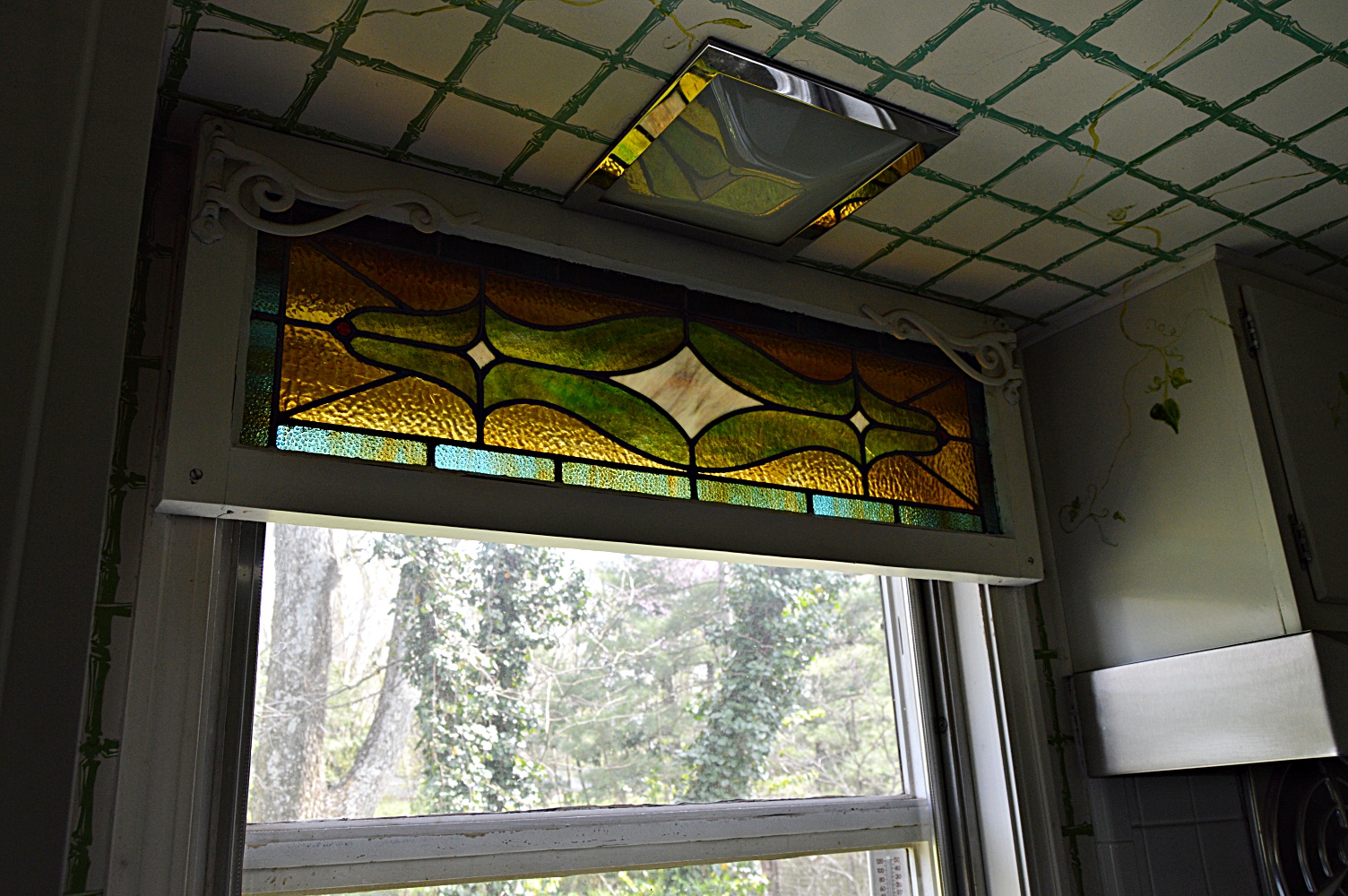 Antique Leaded Stained Glass Window