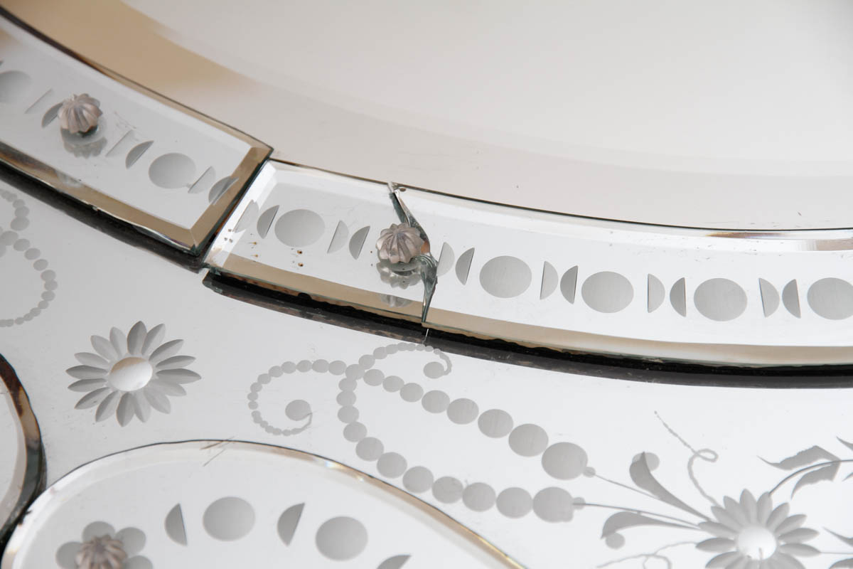 Ornate Silver Tone Wall Mirror