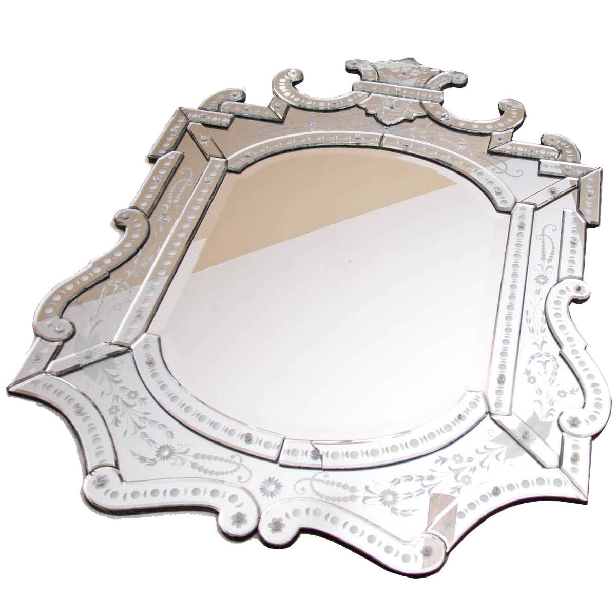 Ornate Silver Tone Wall Mirror