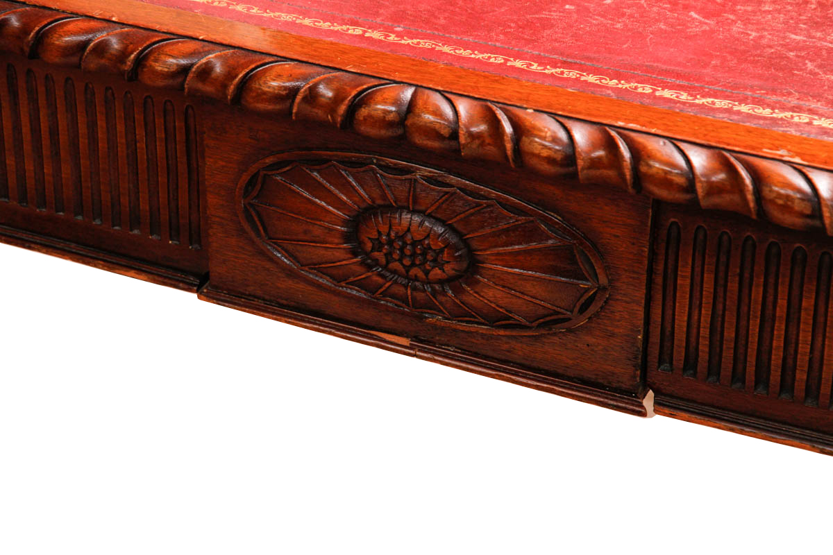 Chippendale Style Leather Top Desk and Upholstered Chair