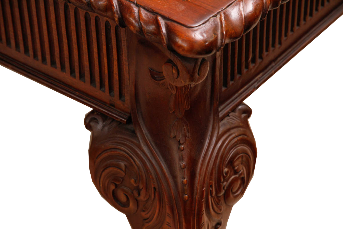 Chippendale Style Leather Top Desk and Upholstered Chair