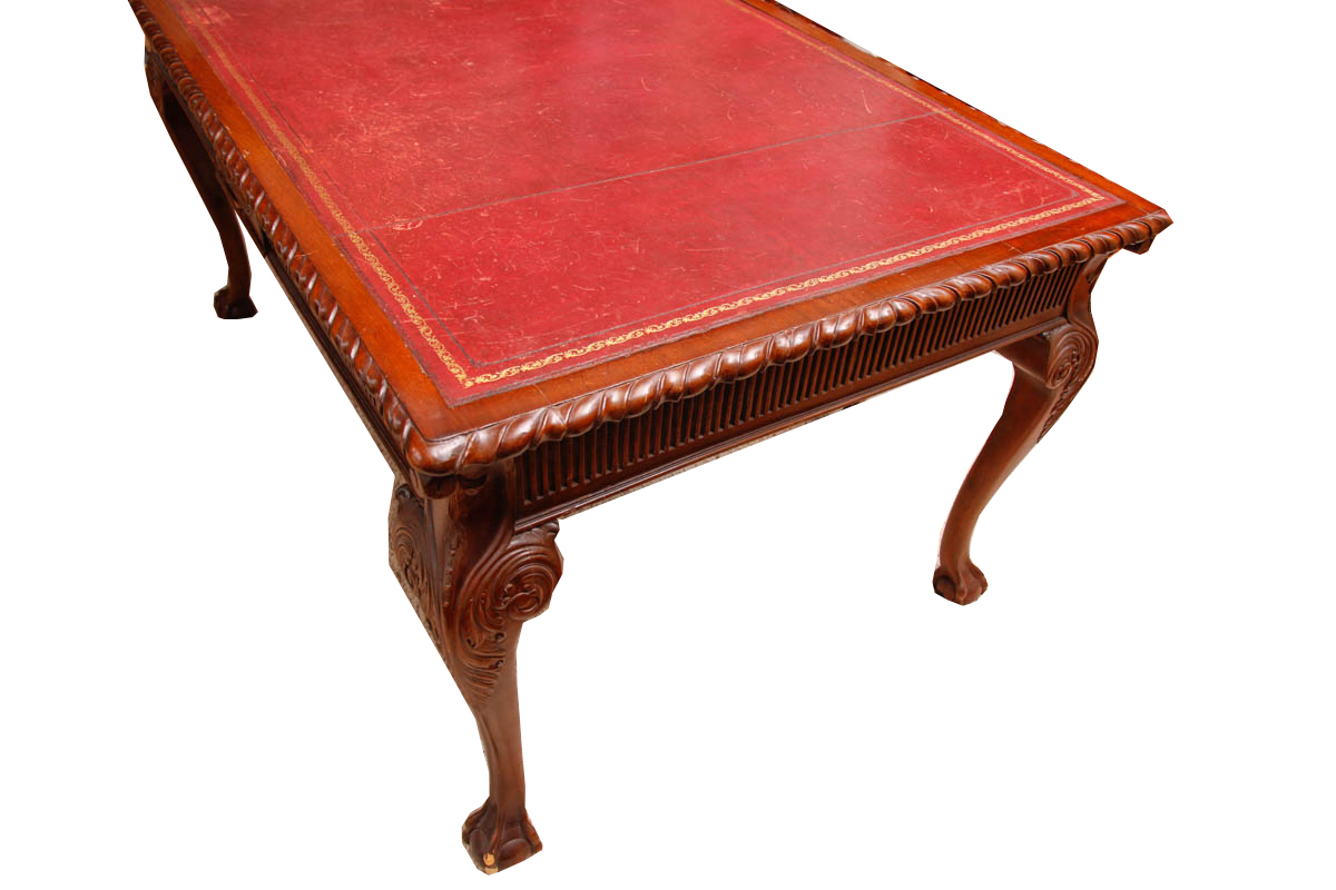 Chippendale Style Leather Top Desk and Upholstered Chair