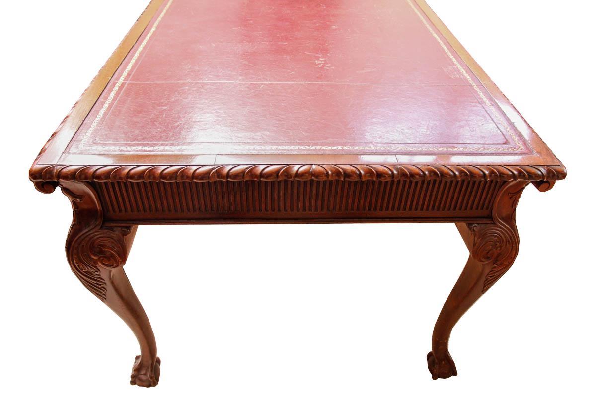 Chippendale Style Leather Top Desk and Upholstered Chair