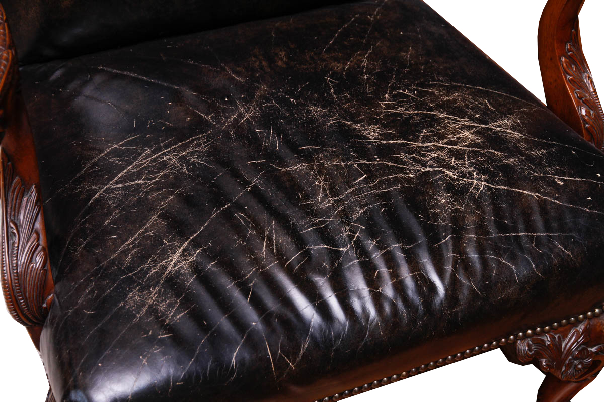 Chippendale Style Leather Top Desk and Upholstered Chair