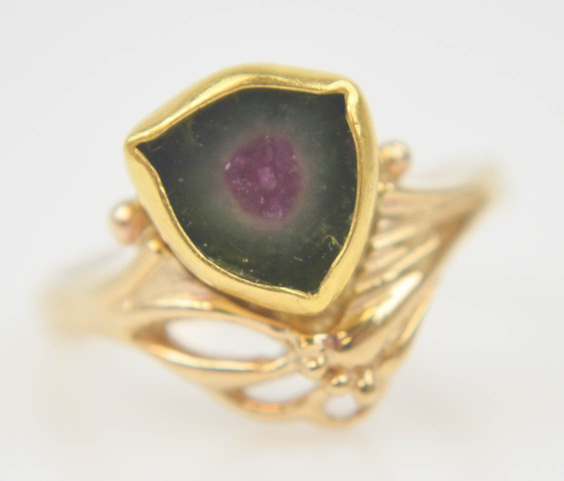 Vintage 14K and Watermelon Tourmaline Ring