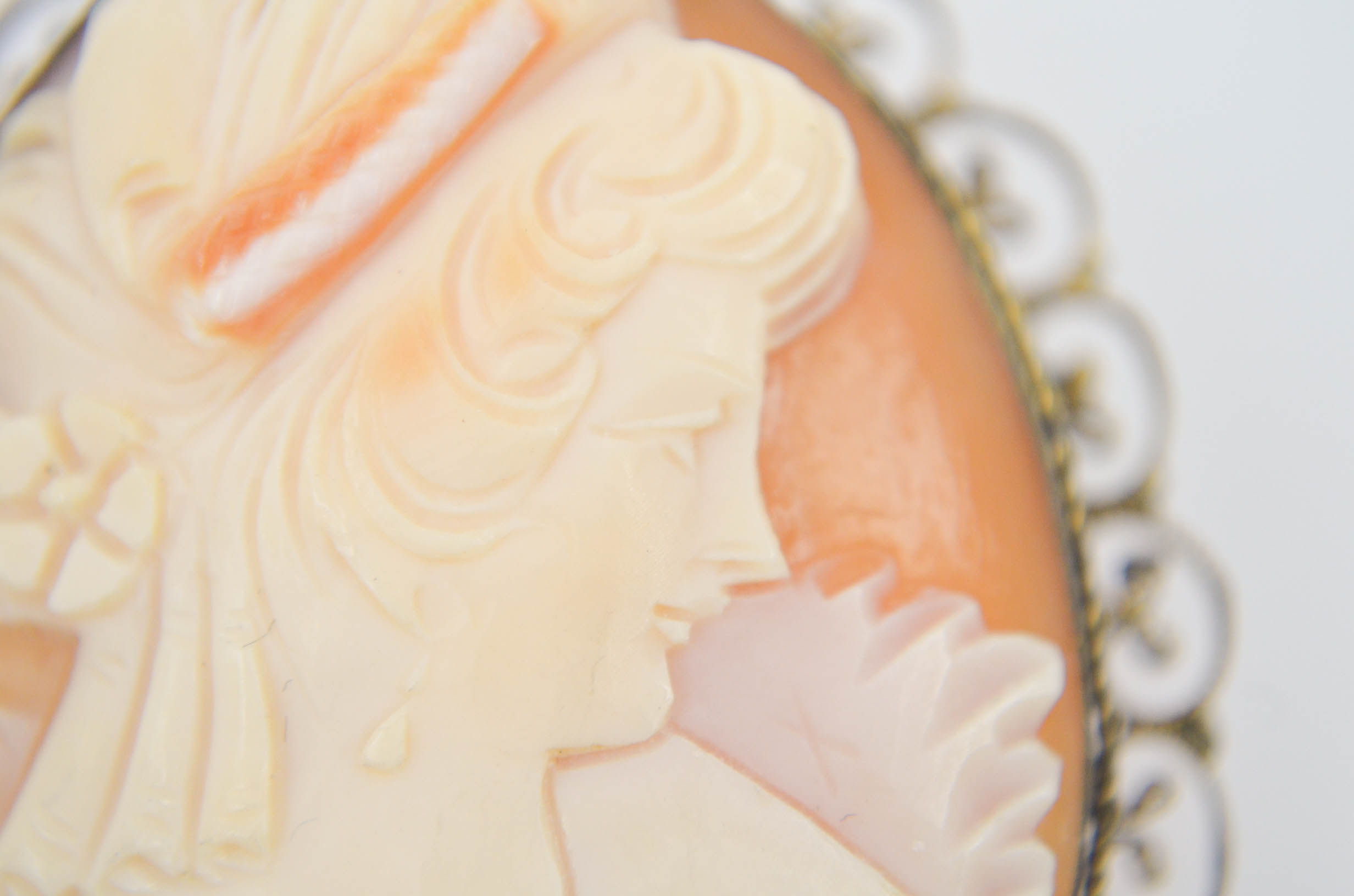 Vintage Brooch with  Carved Shell Cameo