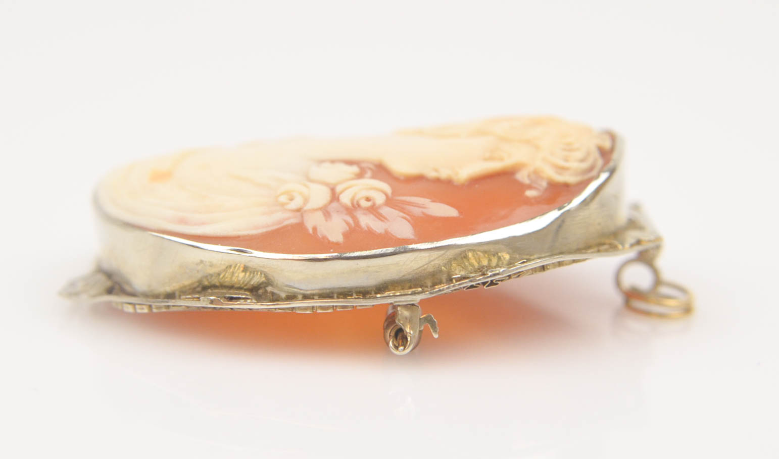 Carved Shell Cameo with 14 K Convertible Pin and Pendant