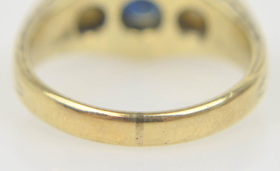 14K Yellow Gold Sapphire and Pearl Ring