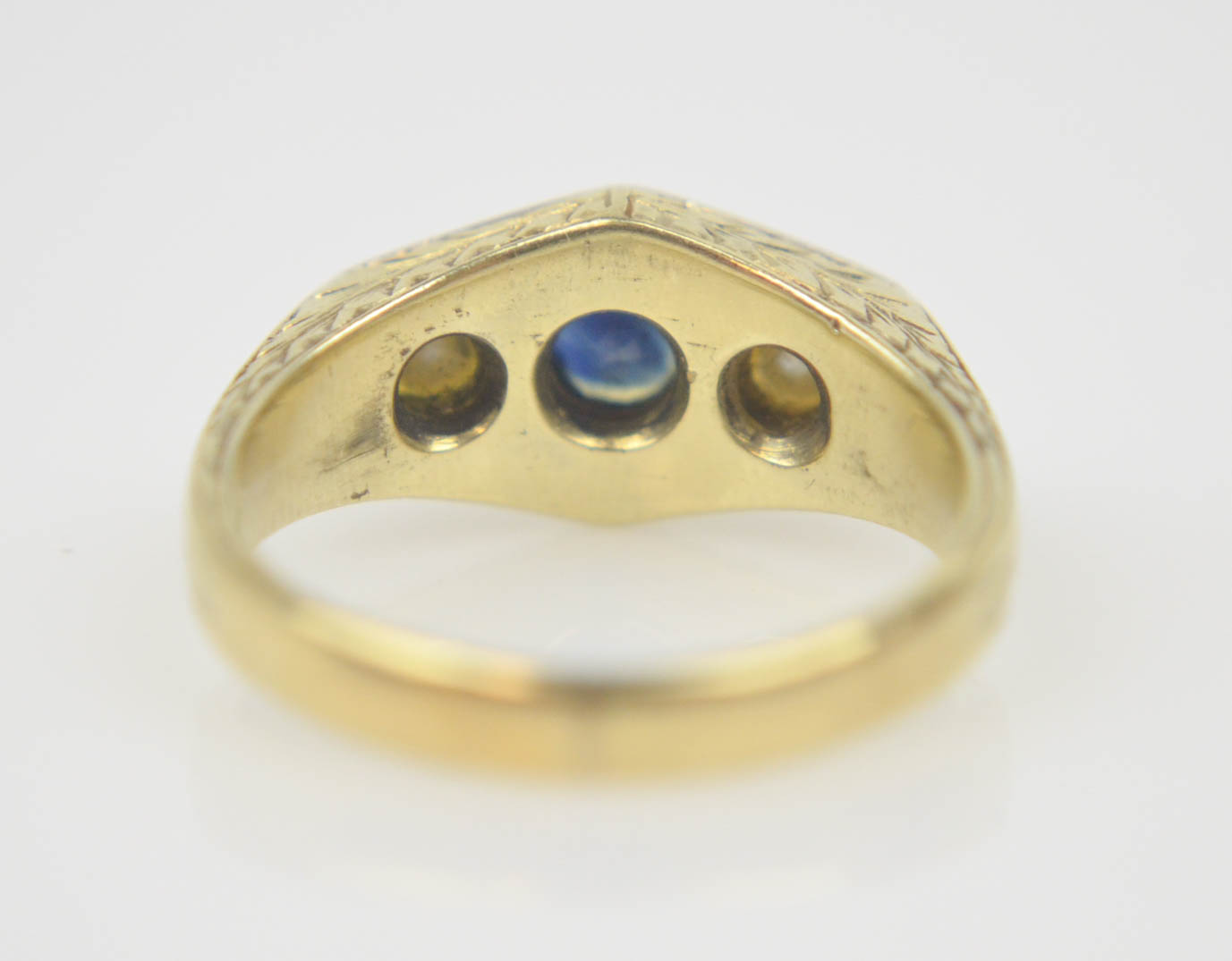 14K Yellow Gold Sapphire and Pearl Ring