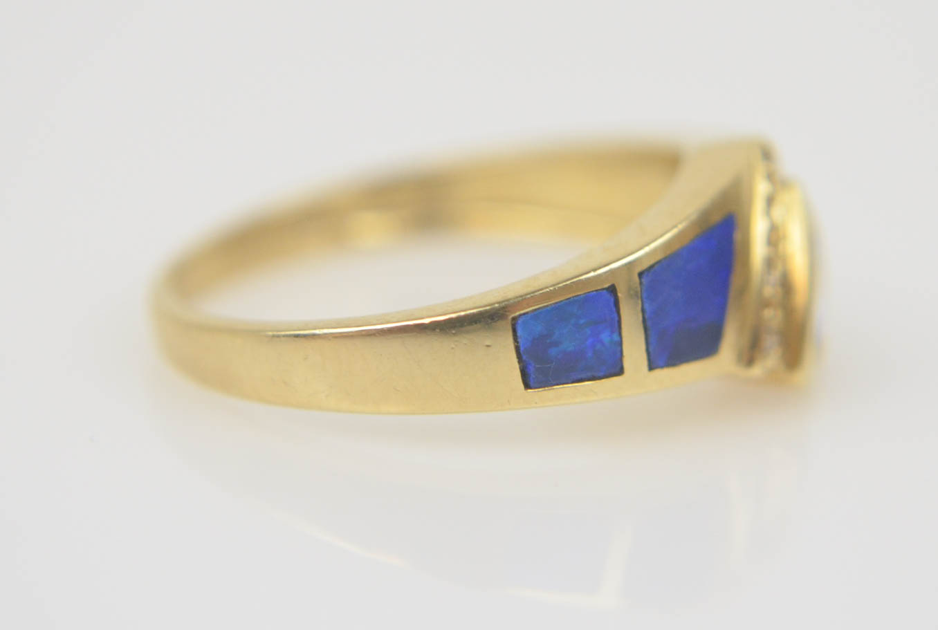 14K Yellow Gold Tanzanite, Opal, and Diamond Ring