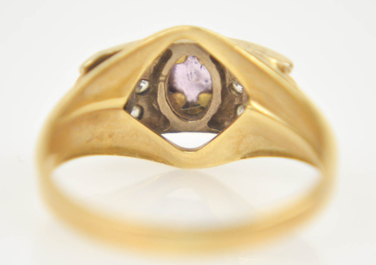 Antique 18K Yellow Gold Sapphire and Diamond Ring