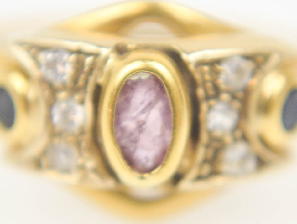 Antique 18K Yellow Gold Sapphire and Diamond Ring