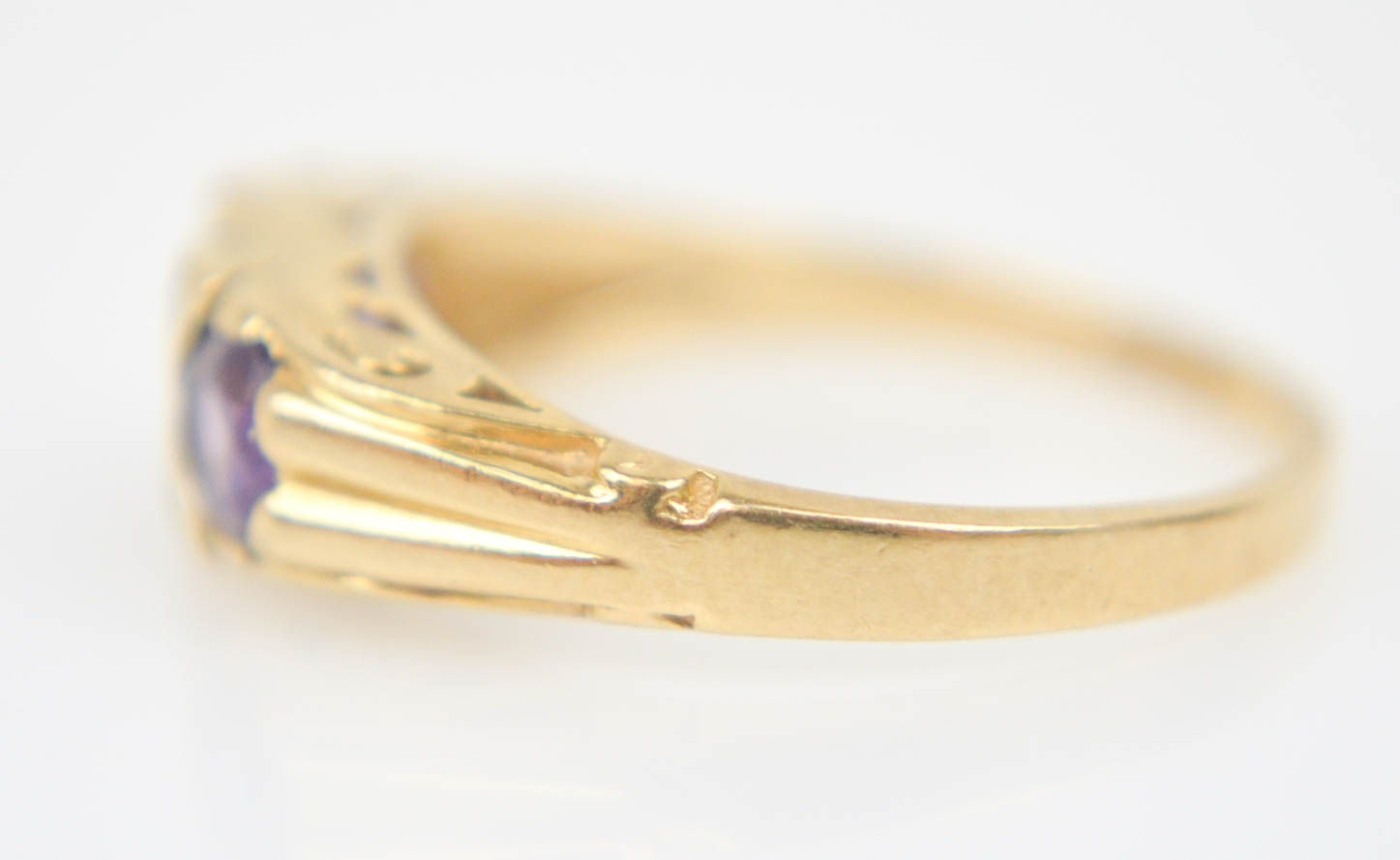 Vintage 14K Yellow Gold Amethyst and Diamond Ring