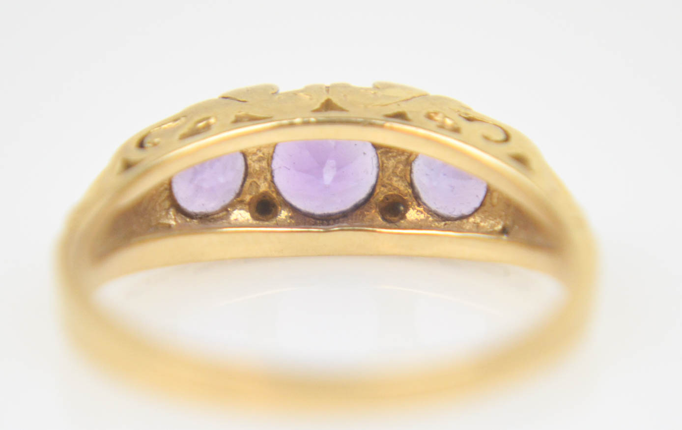 Vintage 14K Yellow Gold Amethyst and Diamond Ring