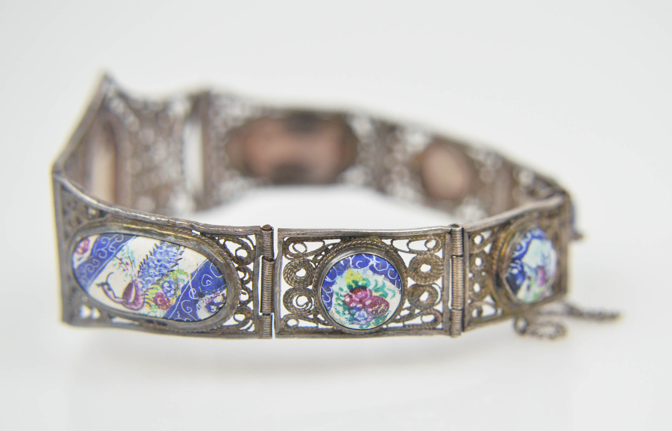 Sterling Silver and Porcelain Bracelet