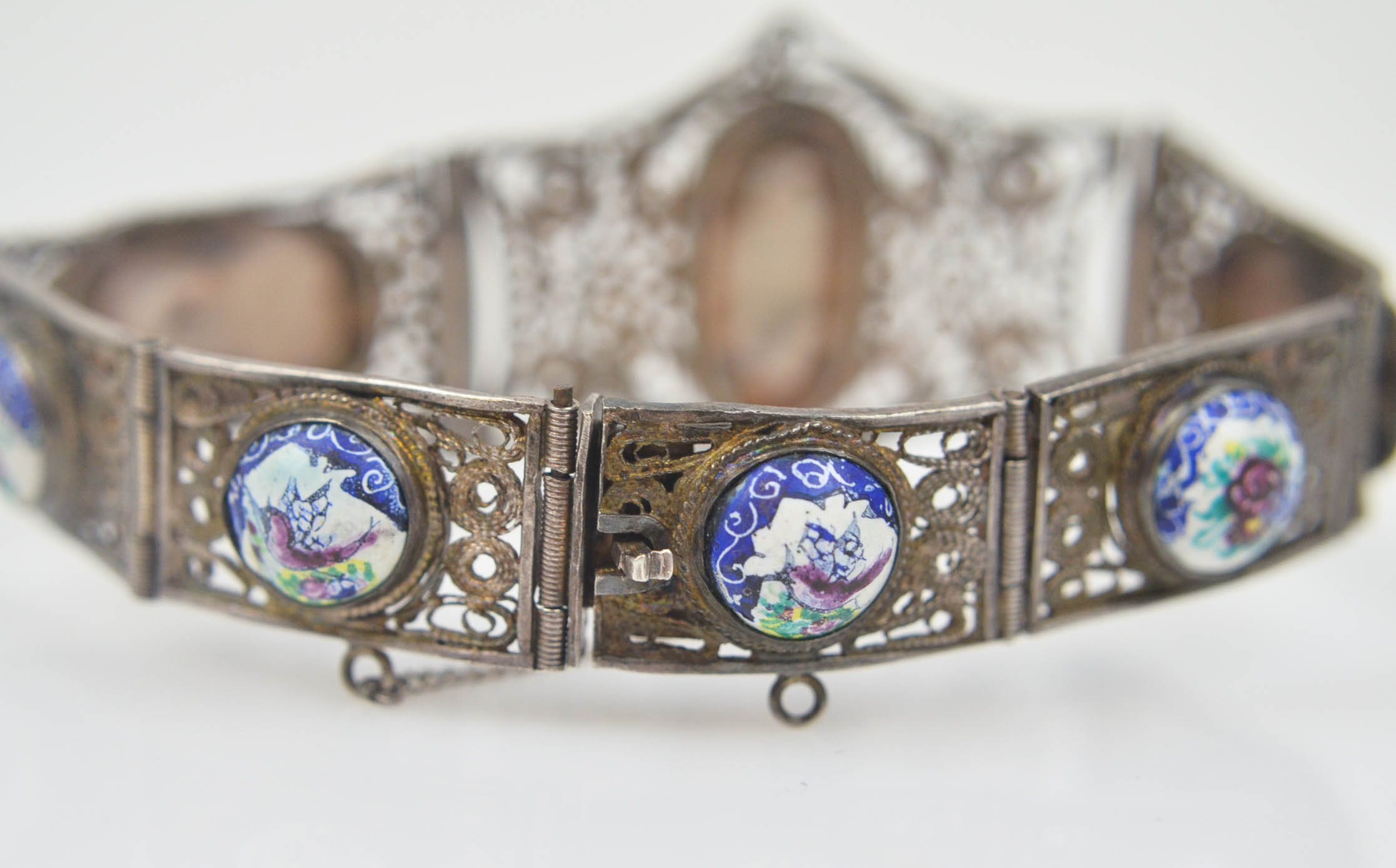 Sterling Silver and Porcelain Bracelet