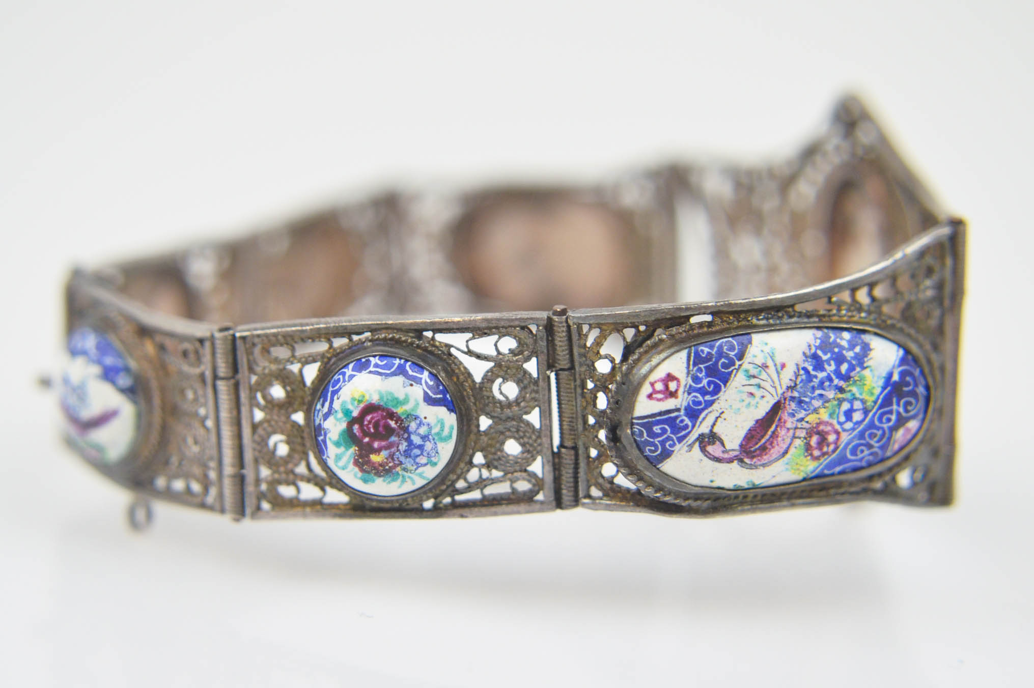 Sterling Silver and Porcelain Bracelet