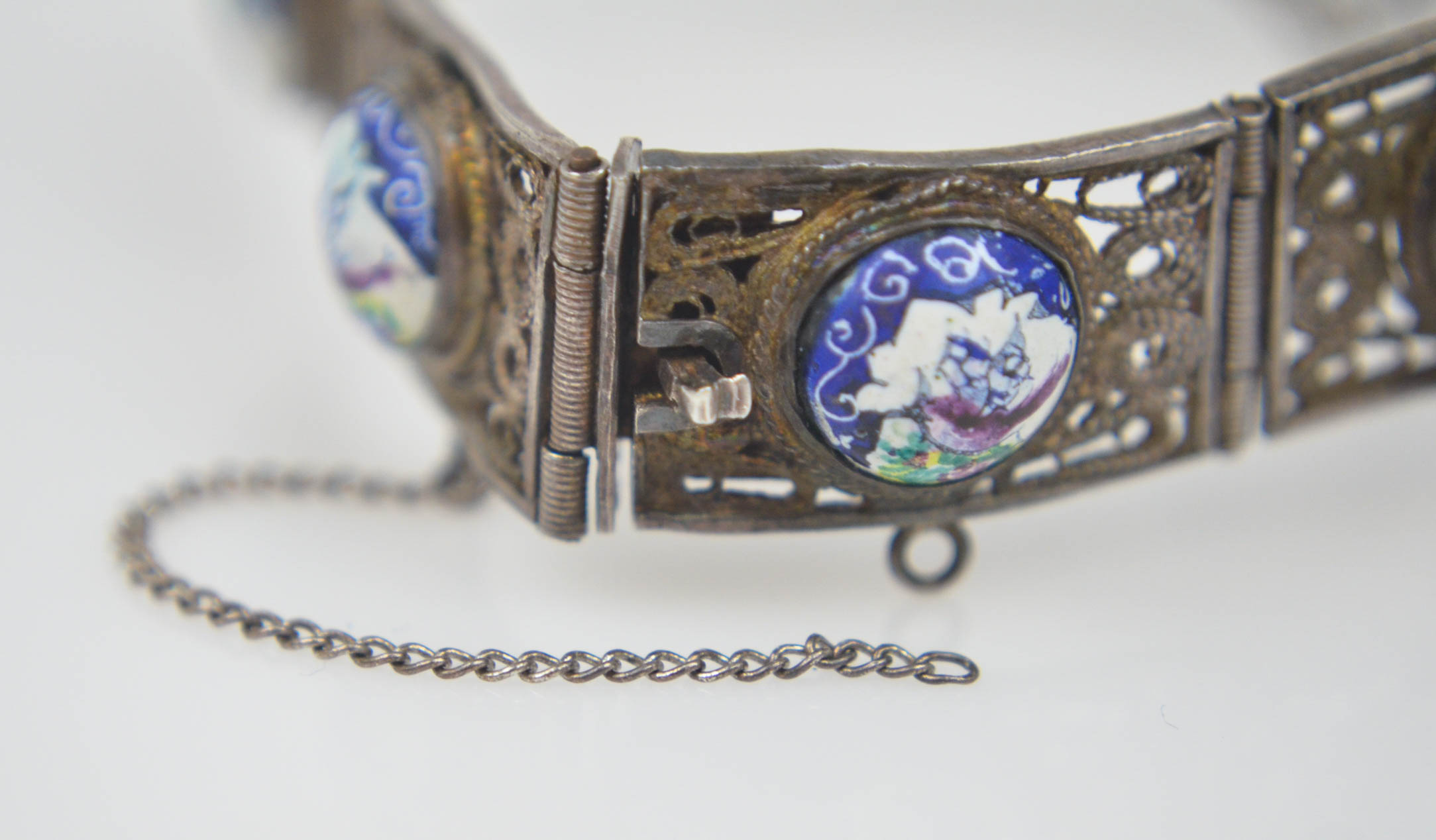 Sterling Silver and Porcelain Bracelet