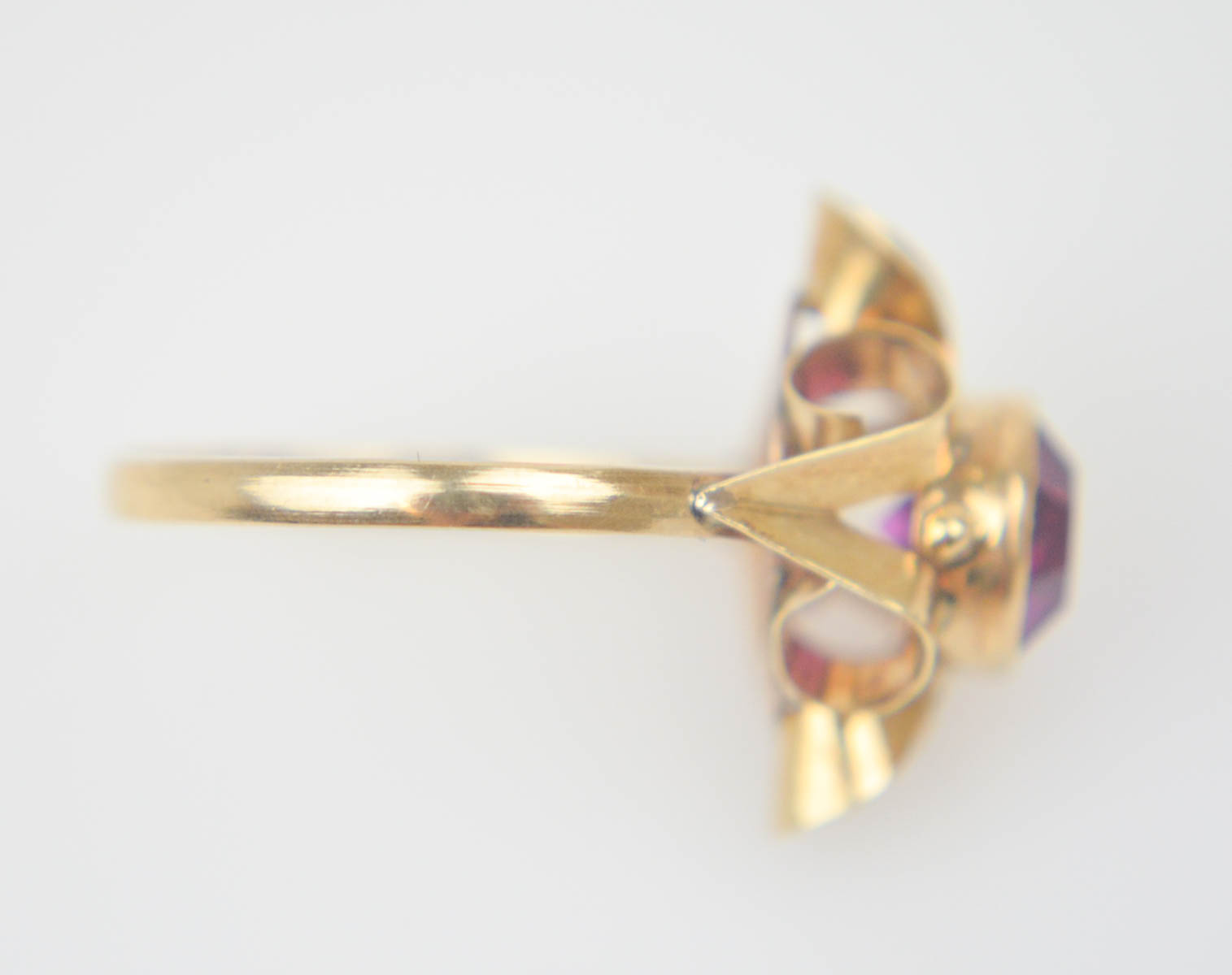 Vintage 14K Yellow Gold Glass Crystal Ring