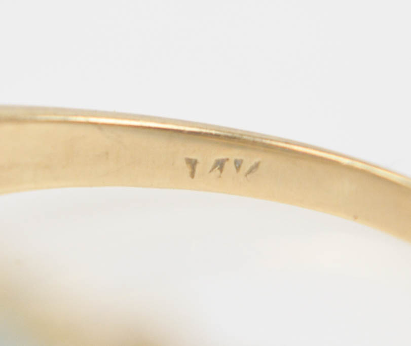 Vintage 14K Yellow Gold Topaz and Diamond Ring