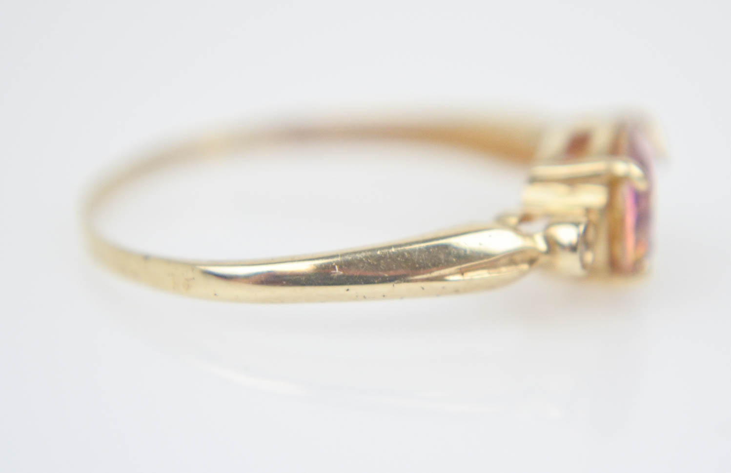 Vintage 10K Yellow Gold Mystic Topaz and Diamond Ring