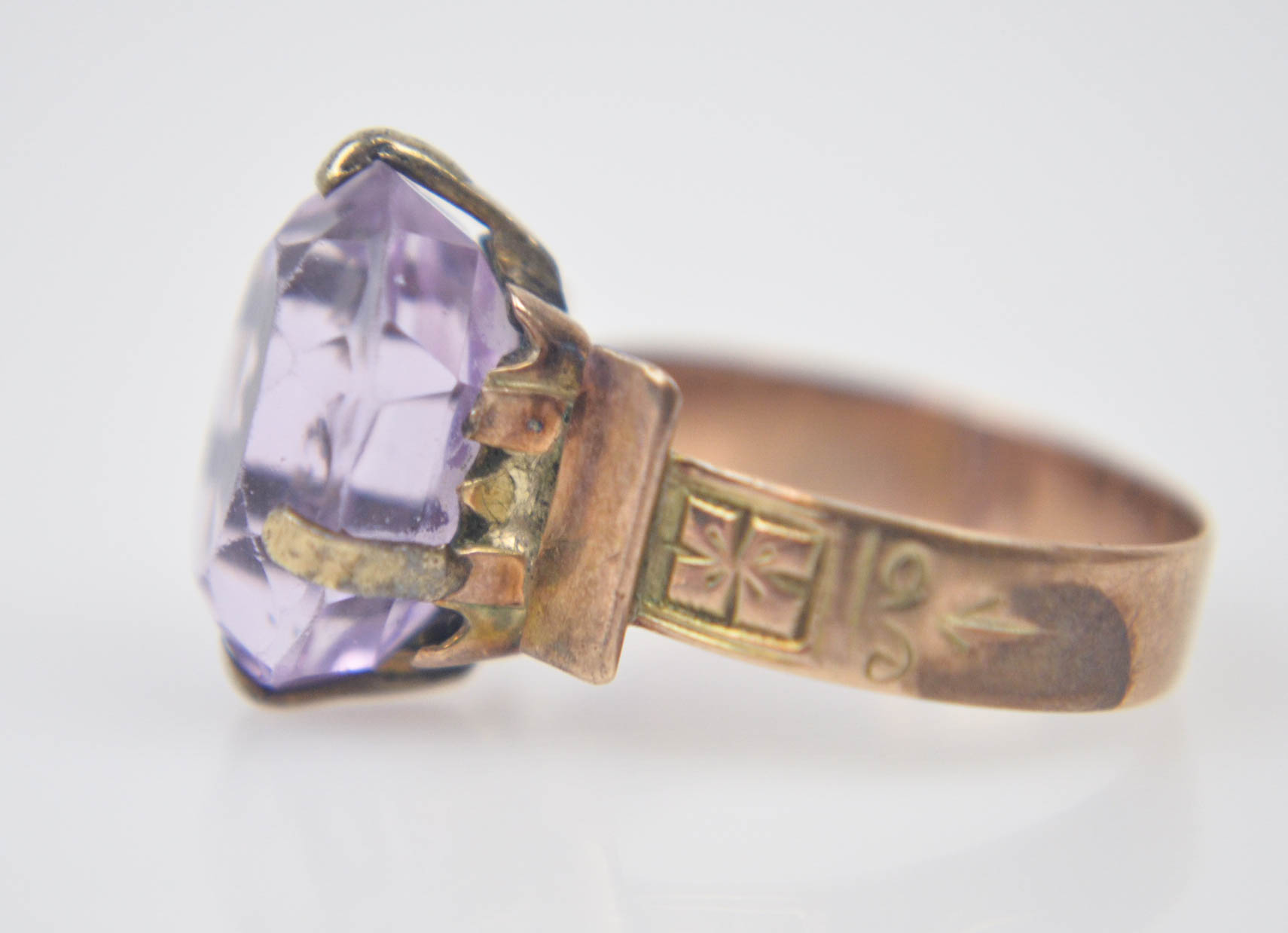 Antique 10K Rose Gold Amethyst Ring