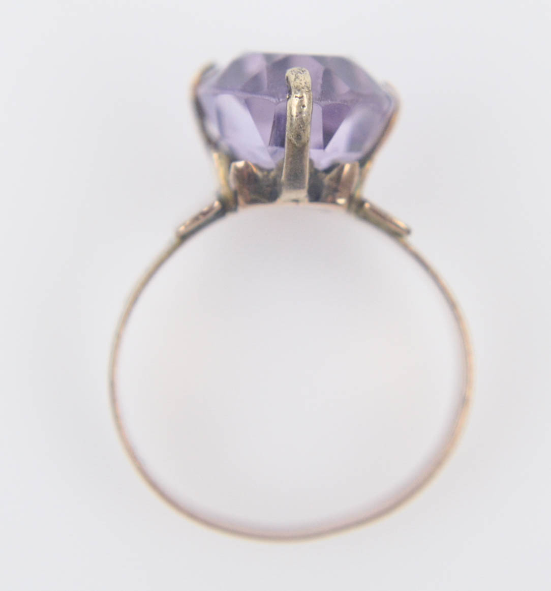 Antique 10K Rose Gold Amethyst Ring