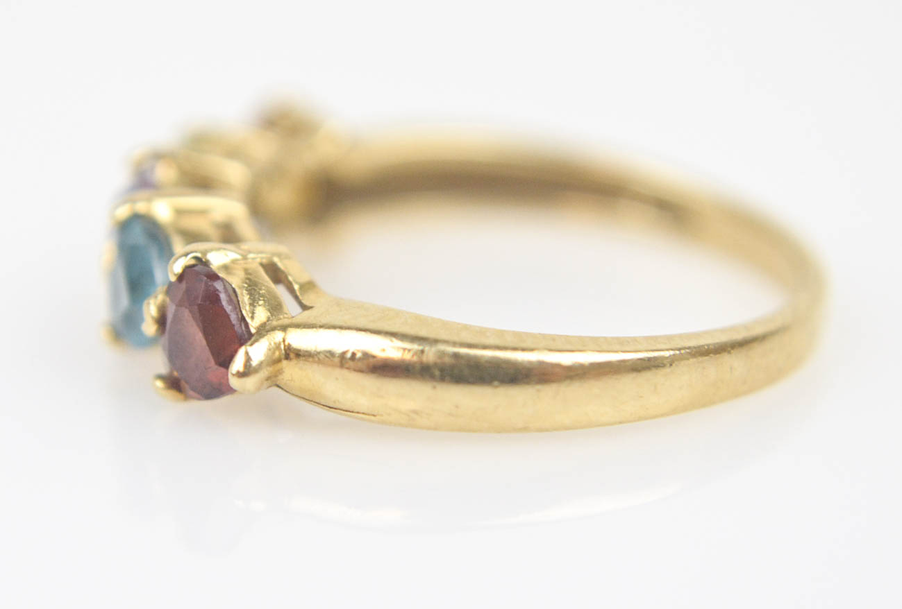 14K Yellow Gold Multi-colored Gemstone Ring