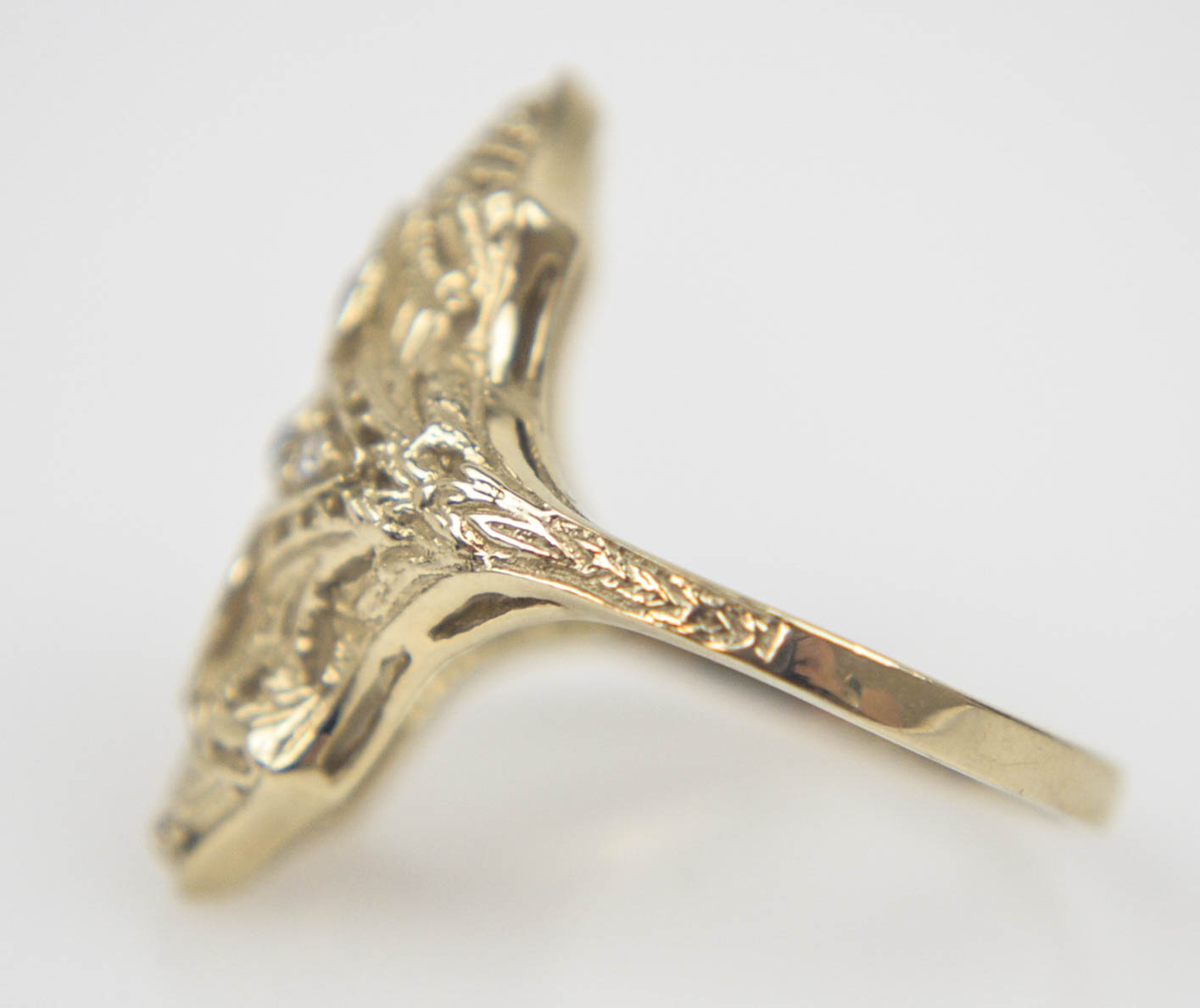 Antique Belle Epoque 18K Yellow Gold and Diamond Ring