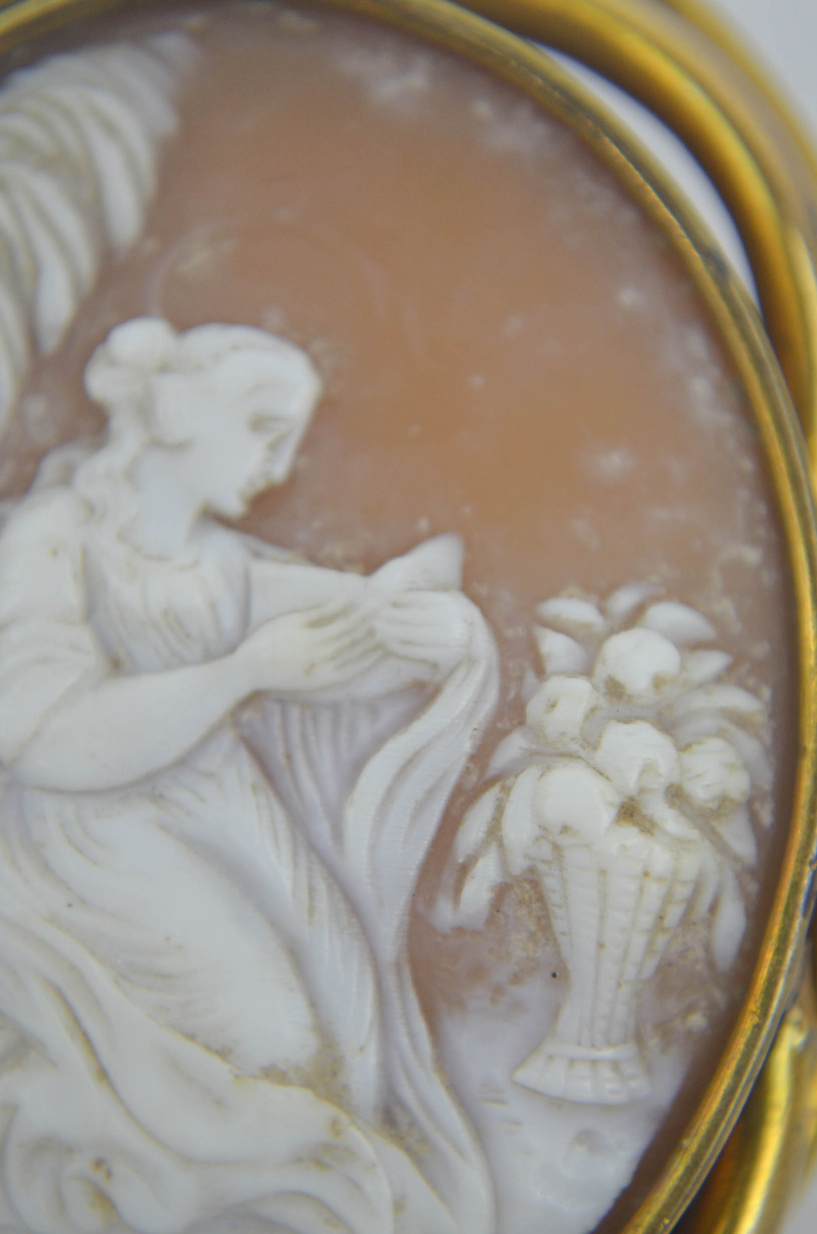 Gold Wash and Carved Cameo Brooch