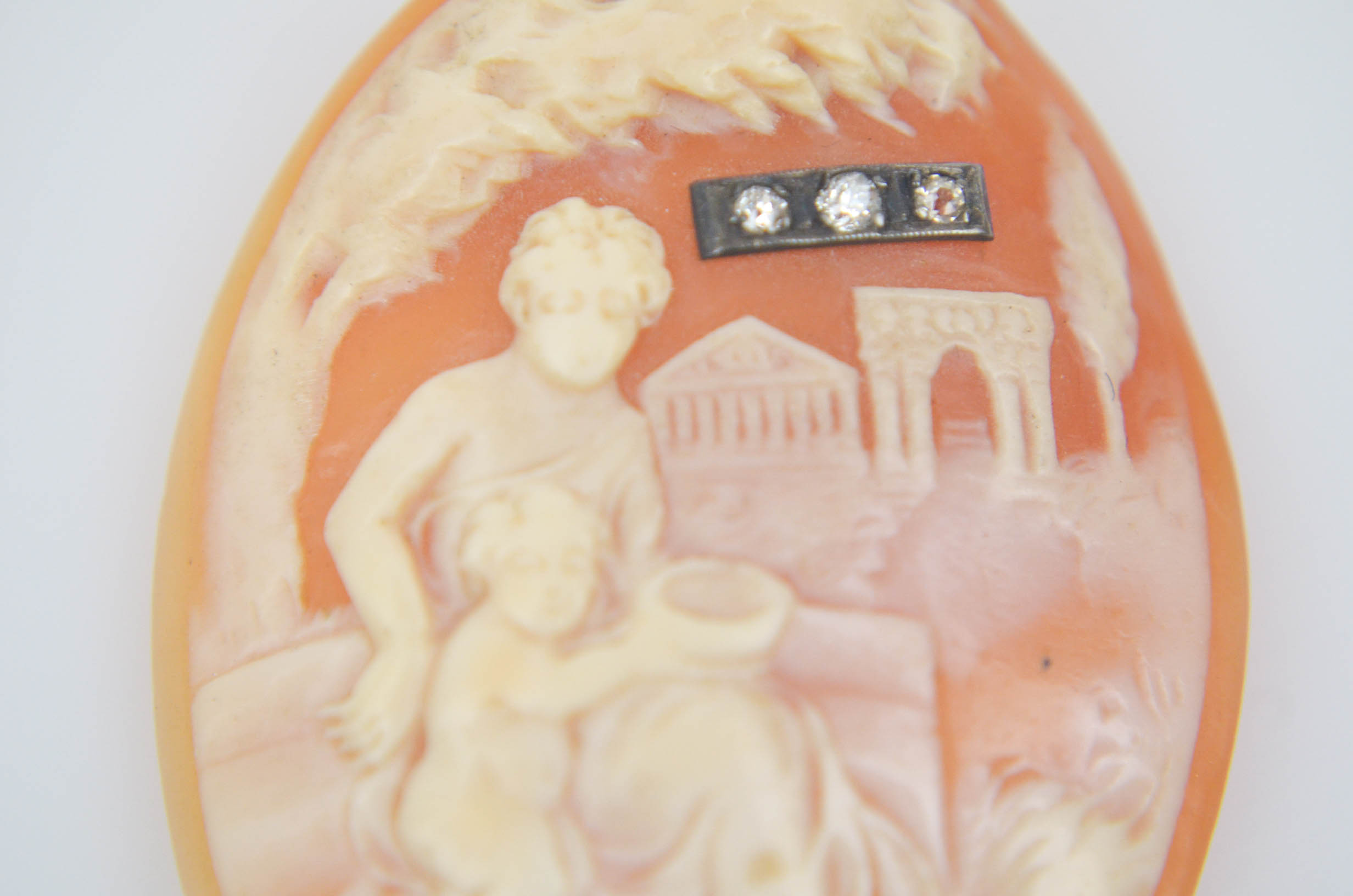 Vintage Cameo and Diamond Pendant