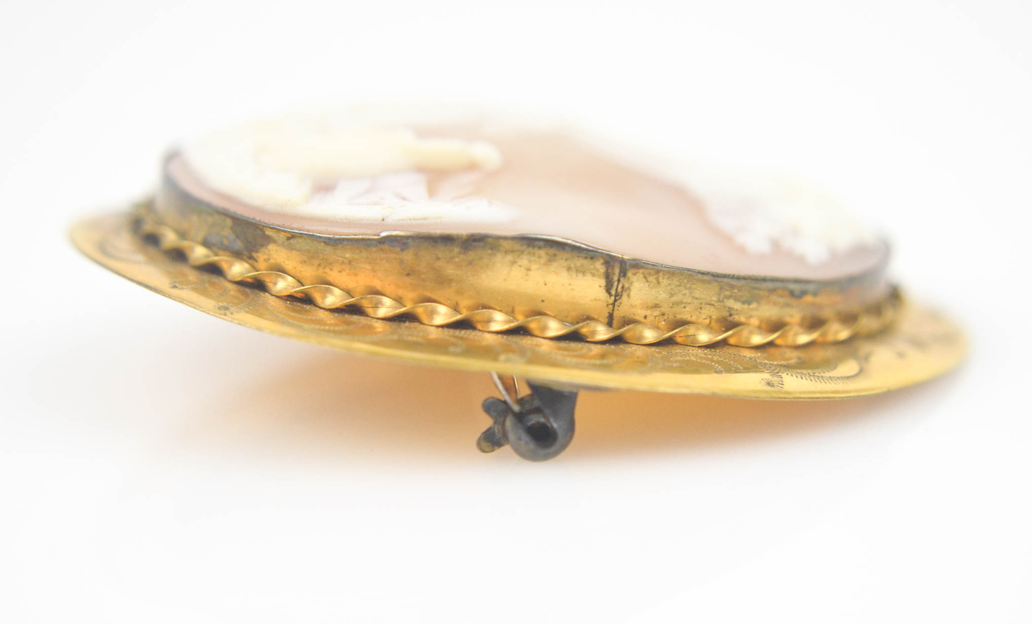 Vintage Cameo Brooch with Gold Toned Mounting