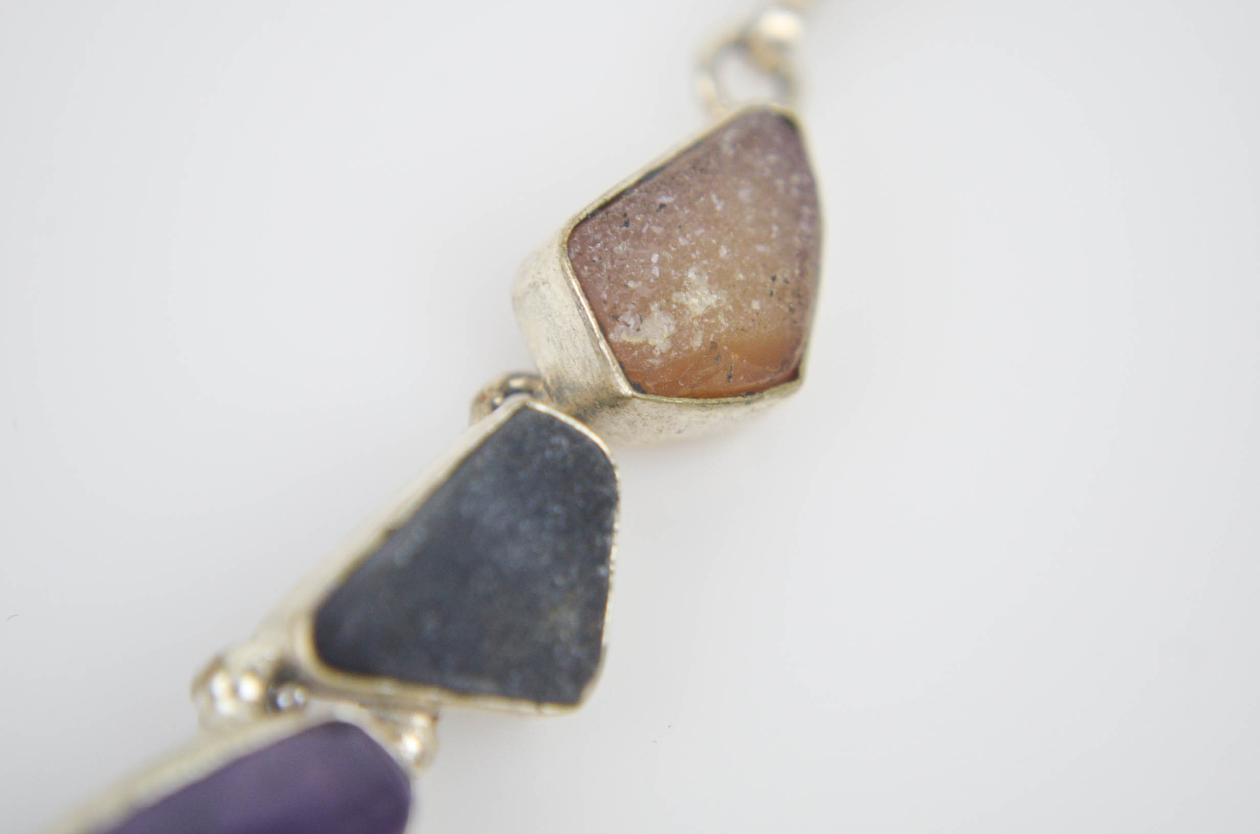 Sterling Silver Necklace with Multi Colored Stones