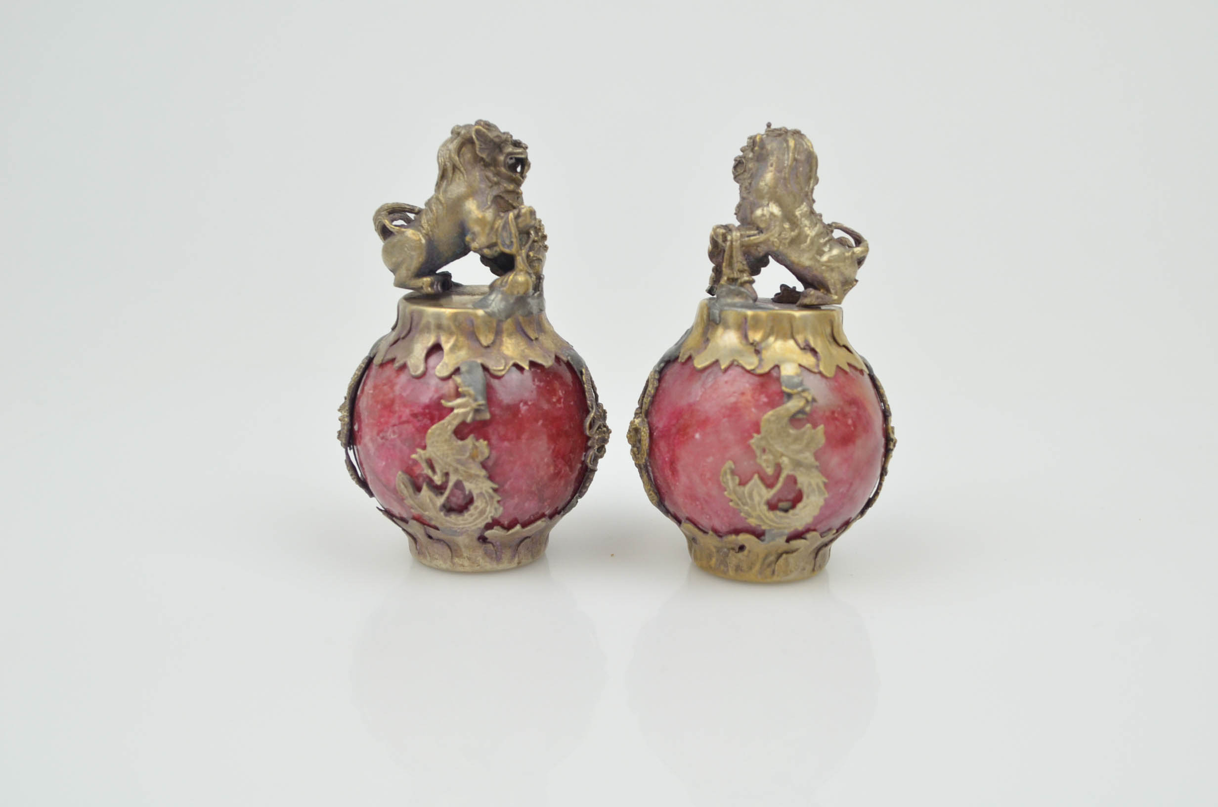 Collection of Chinese Red Stone Decor Pieces