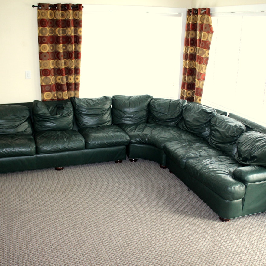 Green Leathercraft Sectional Sofa