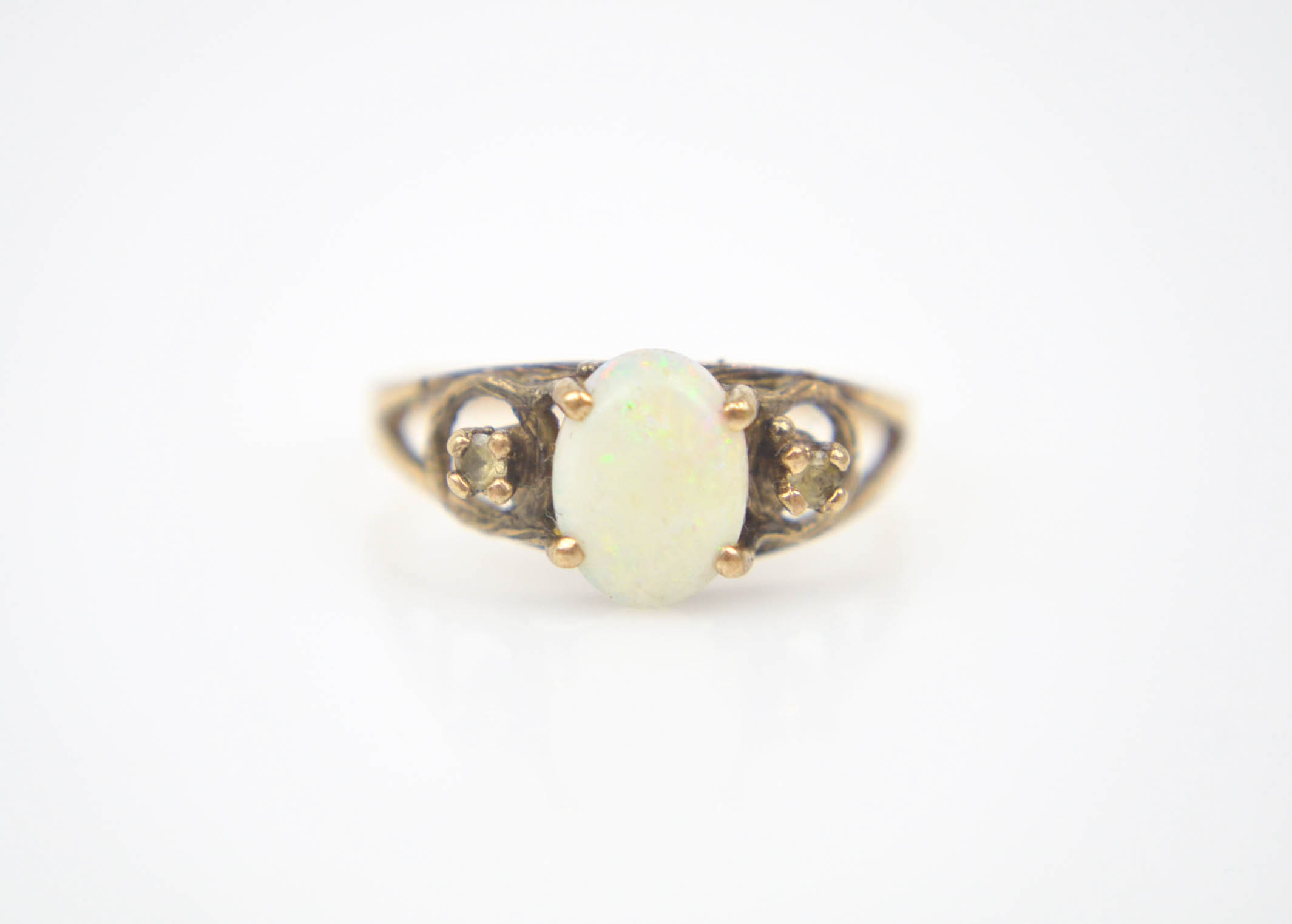 Vintage 10K Yellow Gold Opal and Citrine Ring