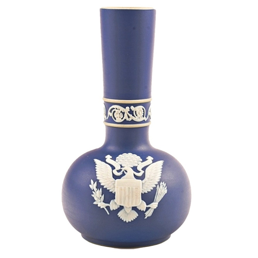 Wedgwood Cobalt Blue Jasperware Presidential Eagle Vase