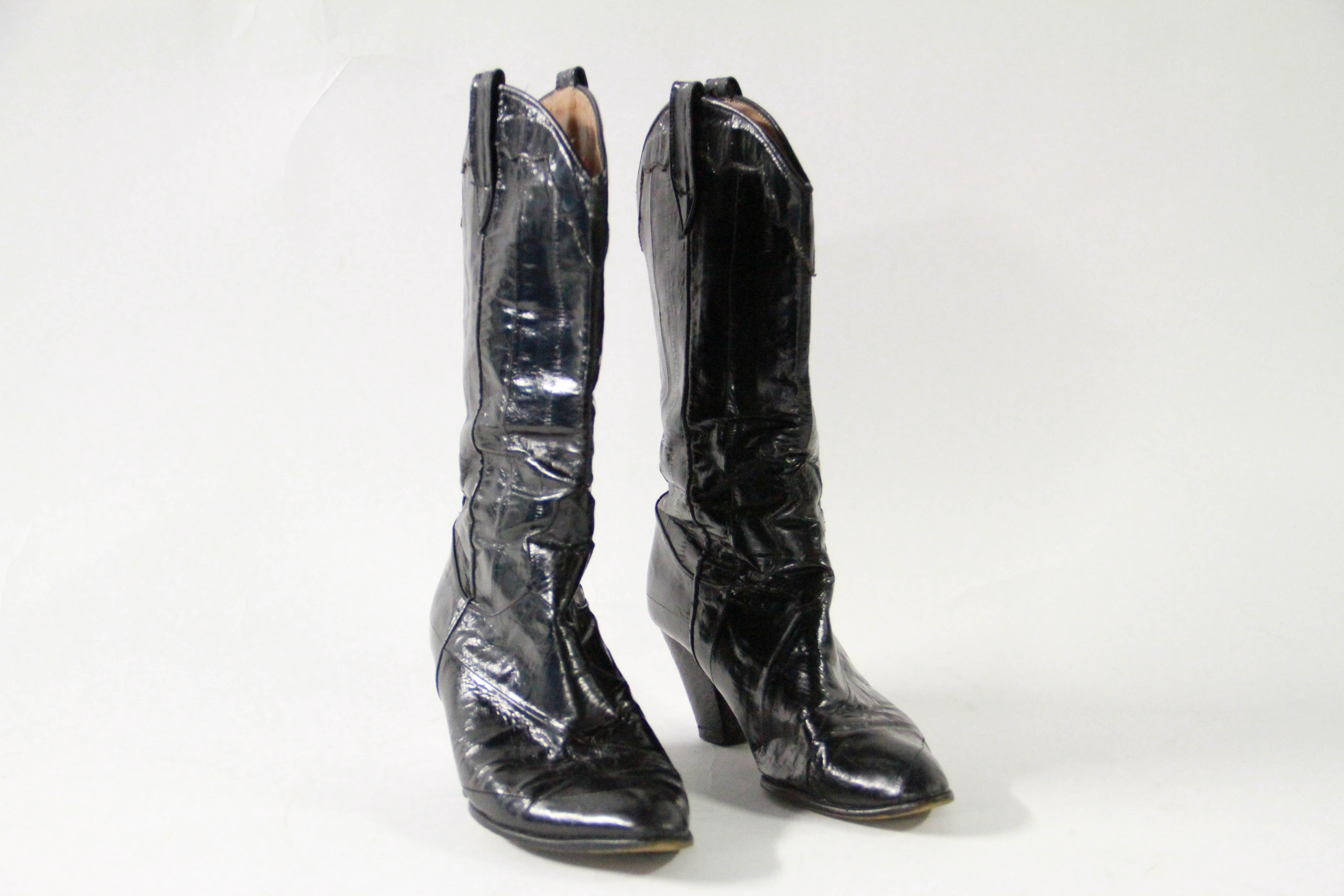 Saffron Black Eel Women's Cowboy Boots