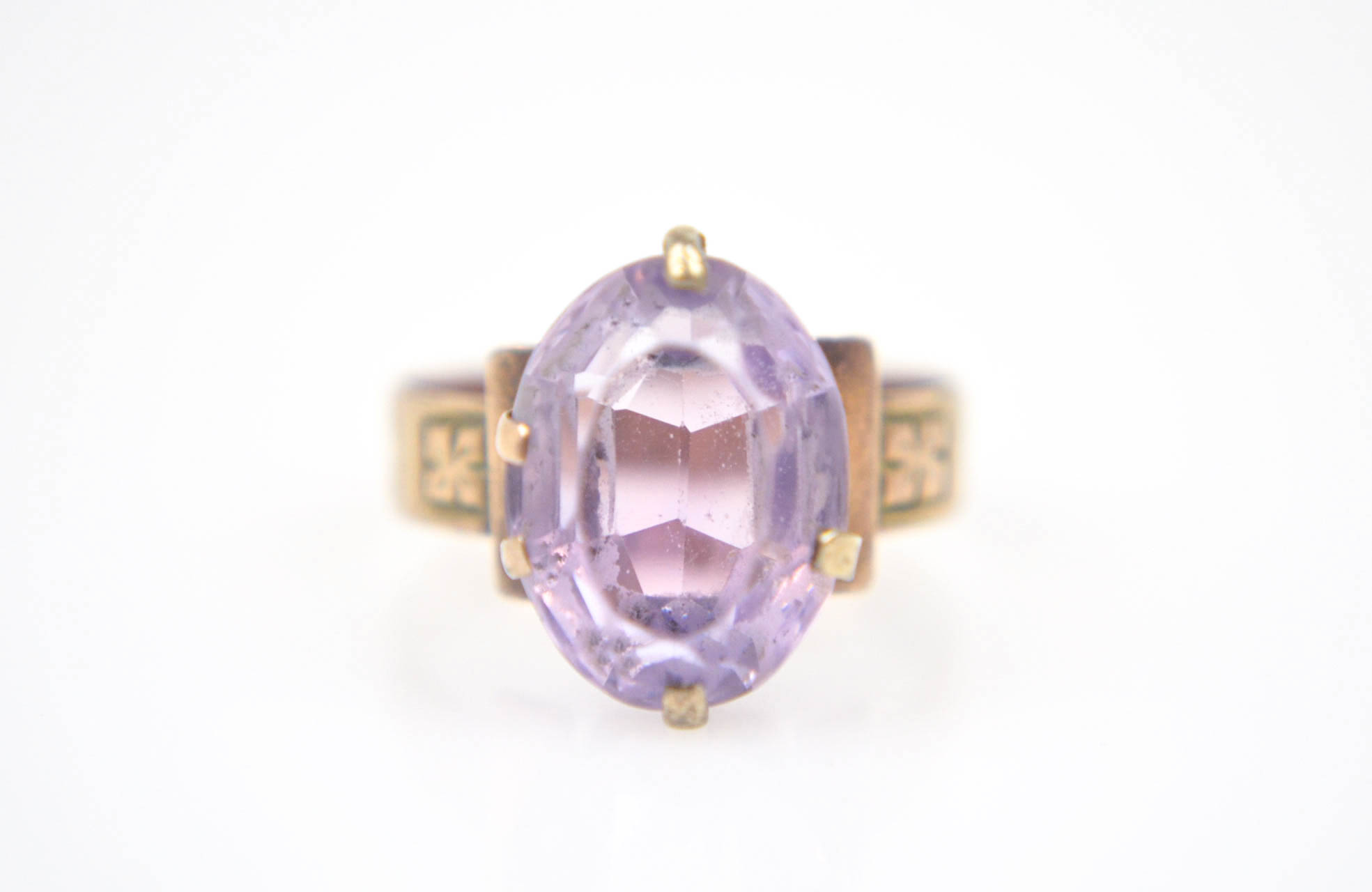 Antique 10K Rose Gold Amethyst Ring