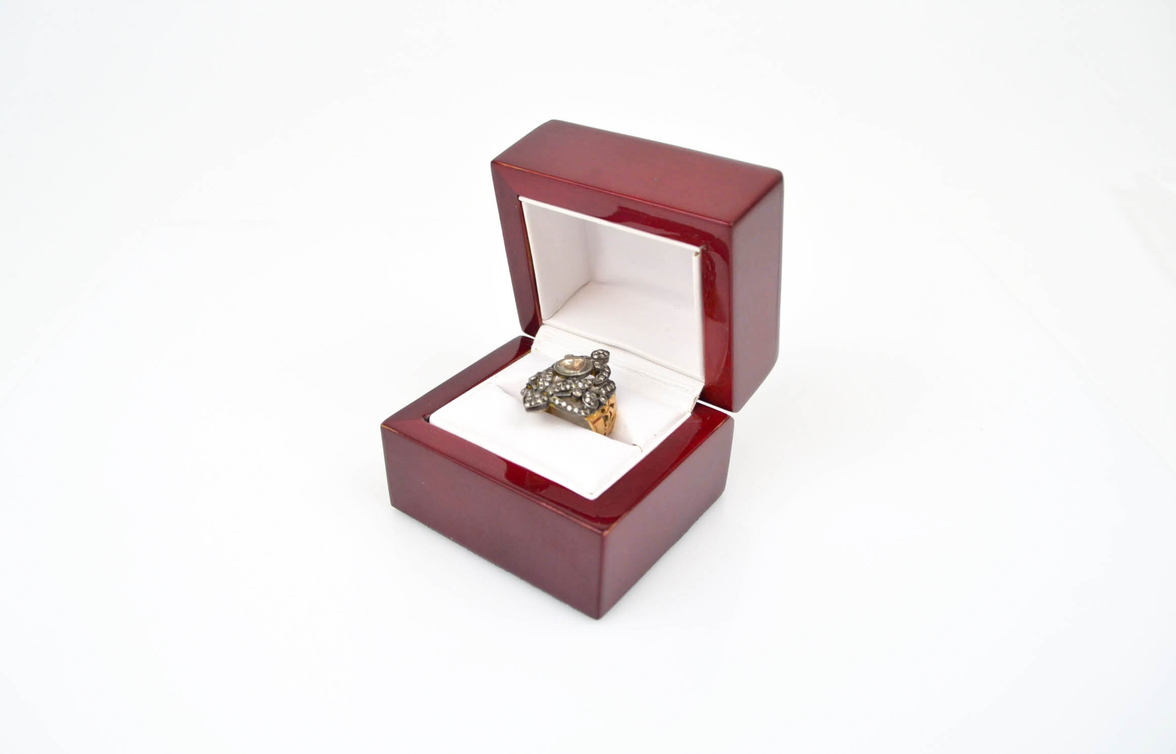 Antique 18K Yellow Gold and Sterling Silver Diamond Ring